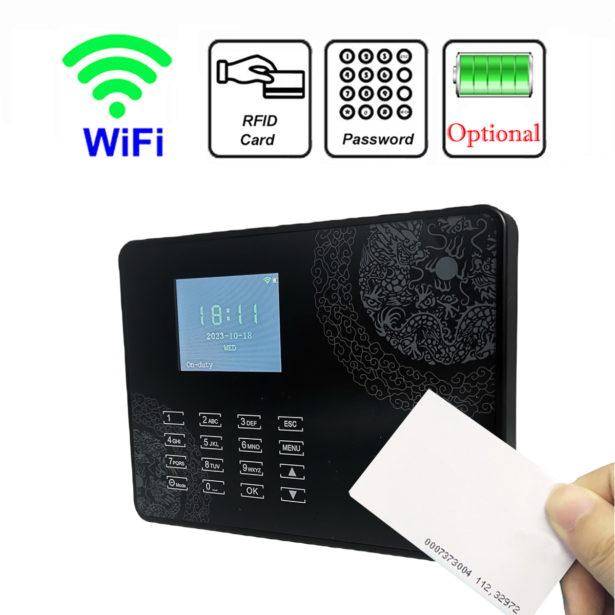 N96 WiFi Battery RFID Card Time and Attendance